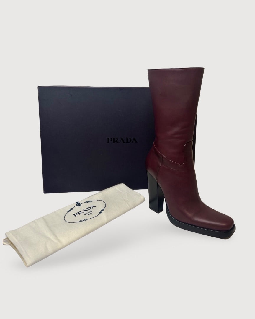 Burgundy Prada 3/4 Boots, 5