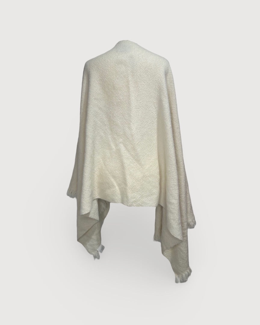 Cream Lauren Manoogian Knit Poncho, O/S