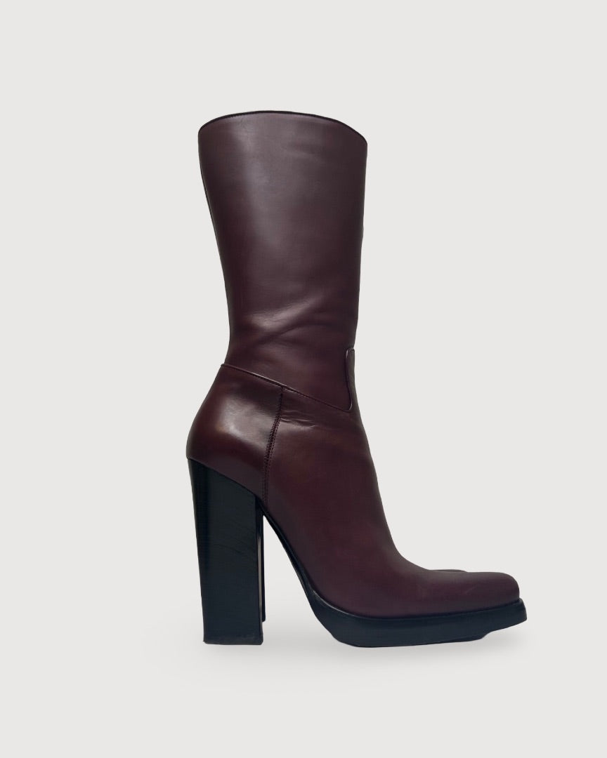 Burgundy Prada 3/4 Boots, 5