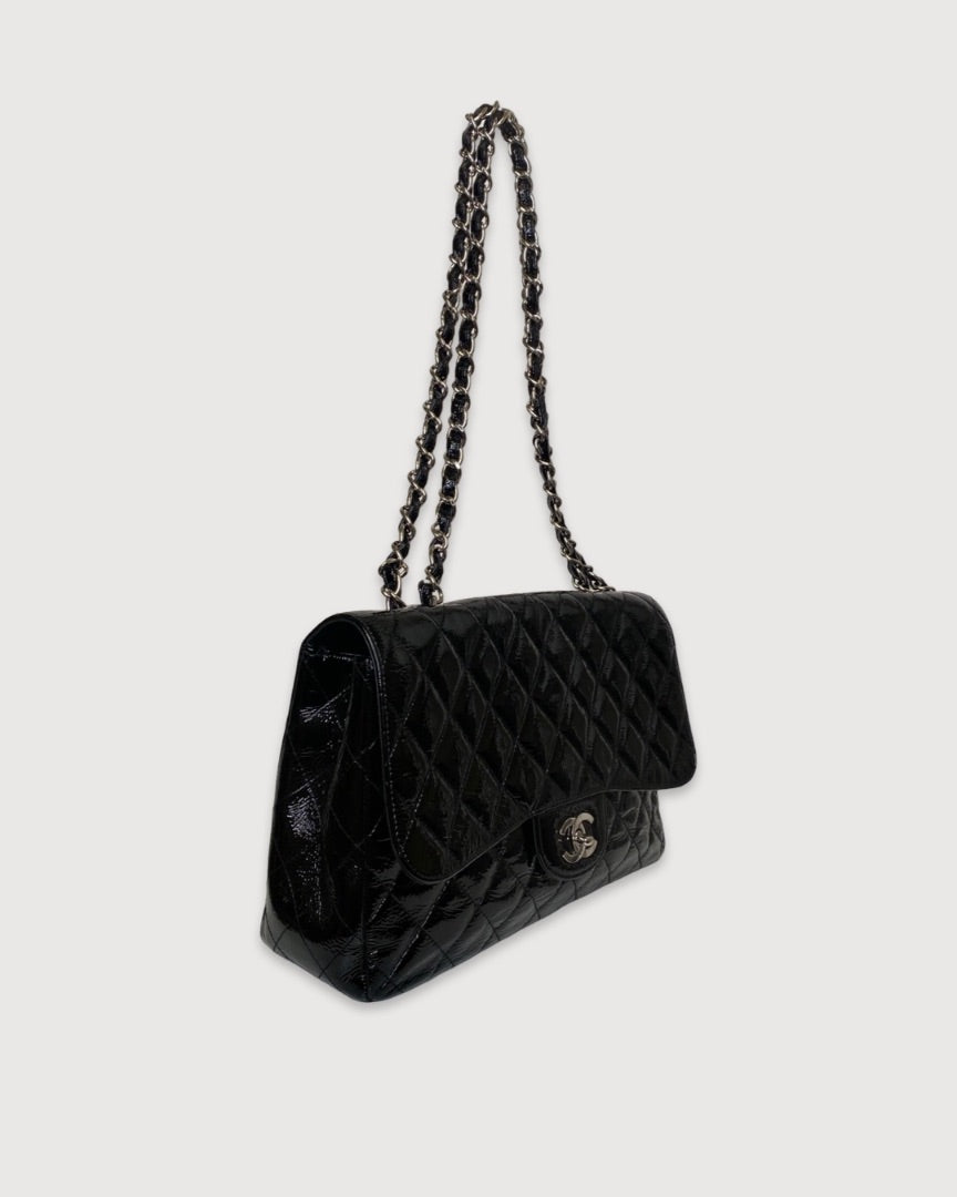 Chanel Patent Medium Classic Flap Bag Black