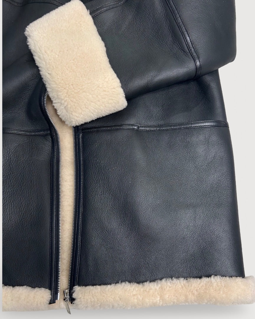 Black/ Cream Toteme Shearling Jacket, M