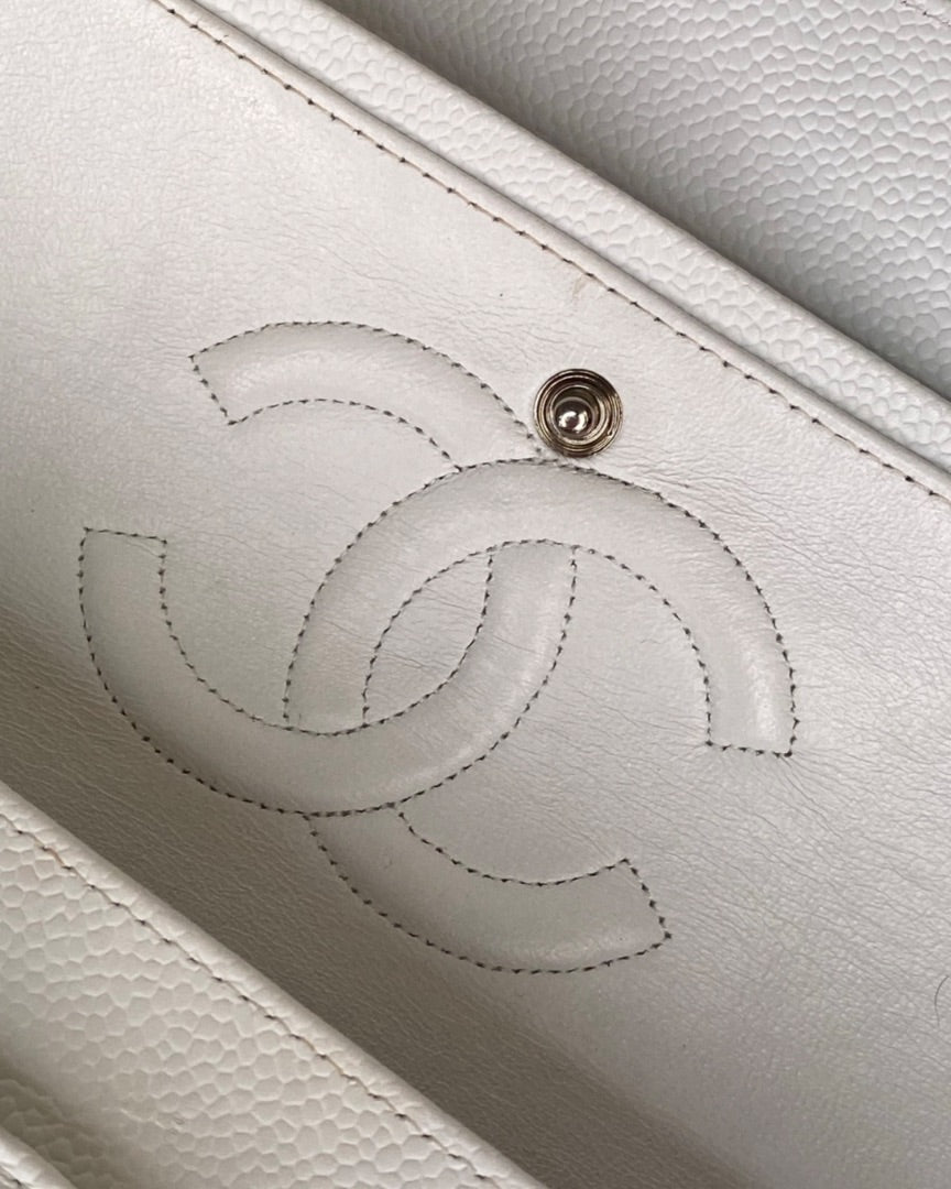 White Chanel Classic Flap