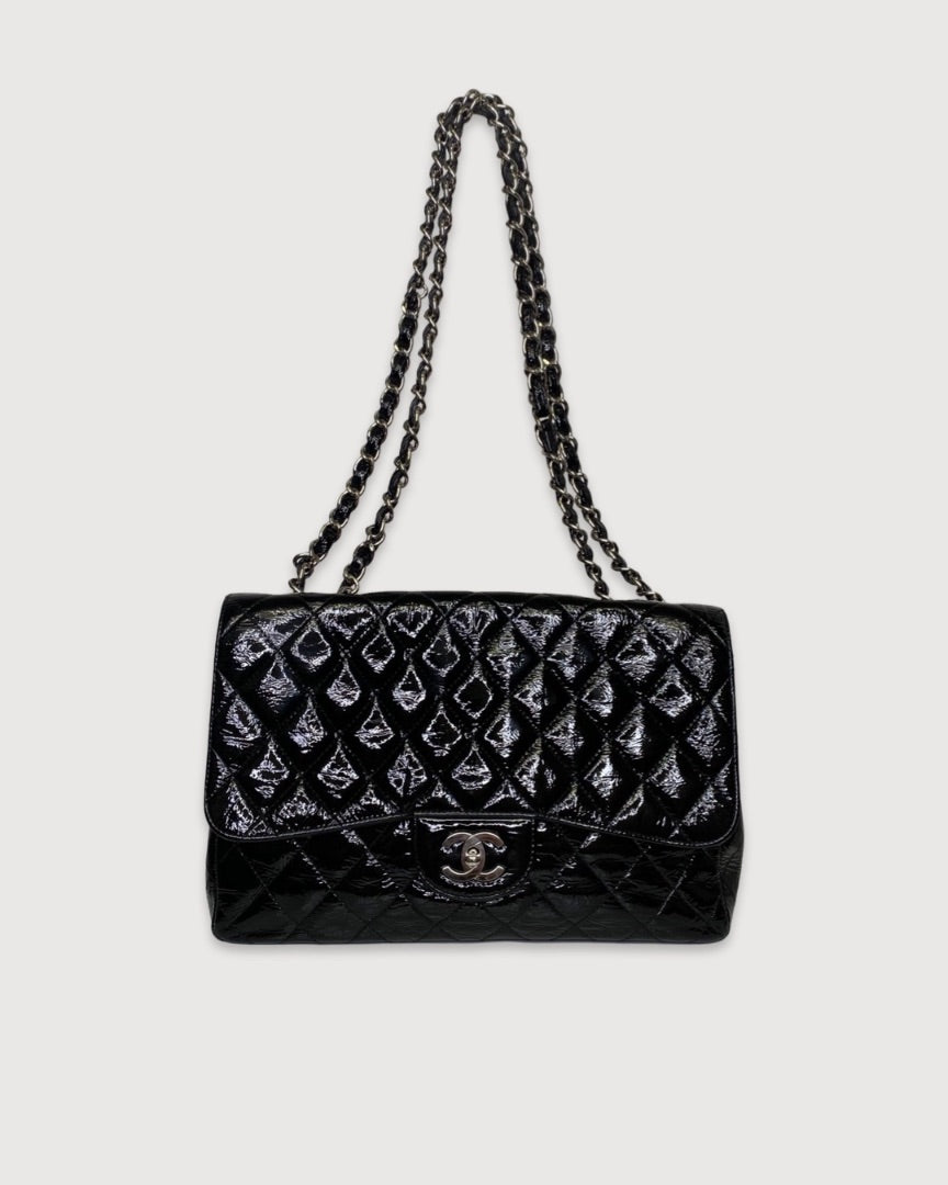 Chanel Patent Medium Classic Flap Bag Black