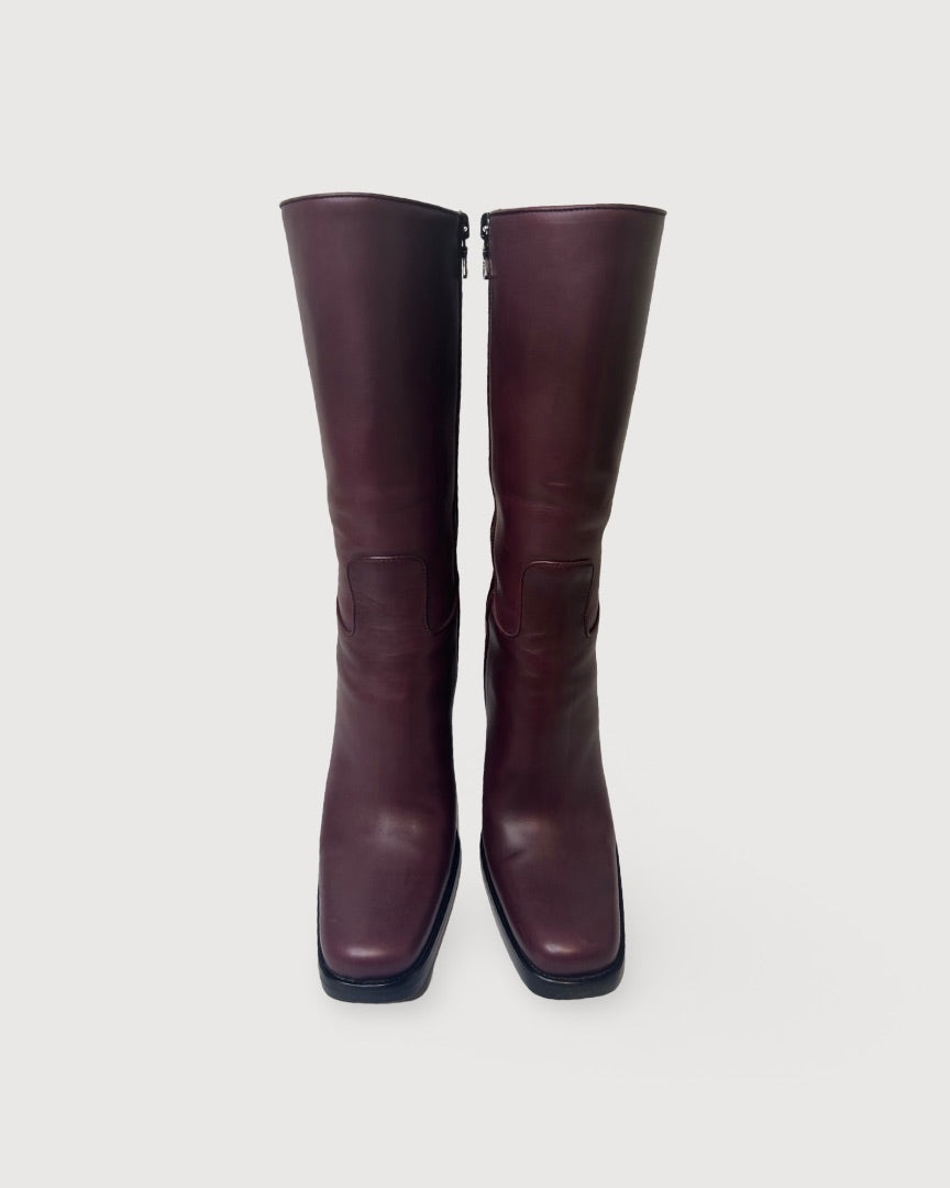 Burgundy Prada 3/4 Boots, 5