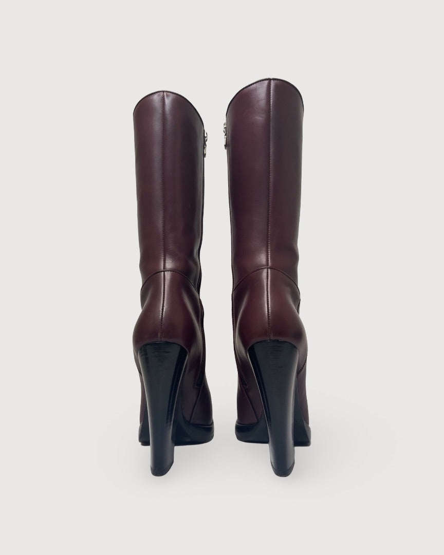 Burgundy Prada 3/4 Boots, 5