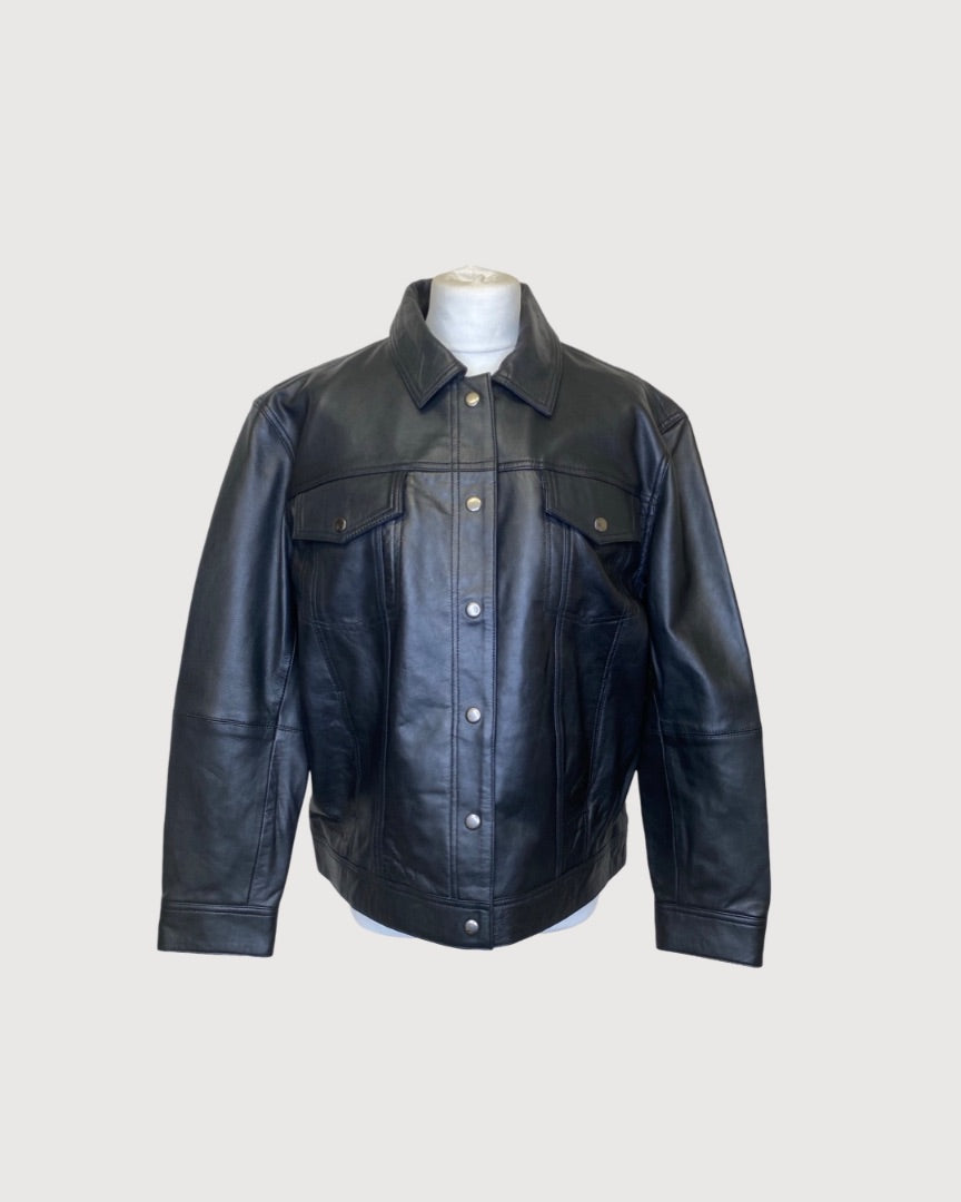 Black Urban Code Leather Jacket, 10