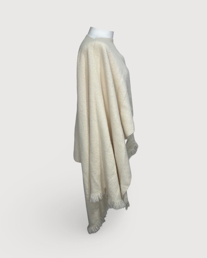 Cream Lauren Manoogian Knit Poncho, O/S