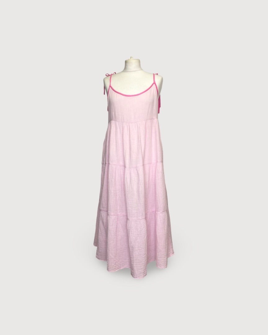 Honorine S/S Dress White/ Pink M