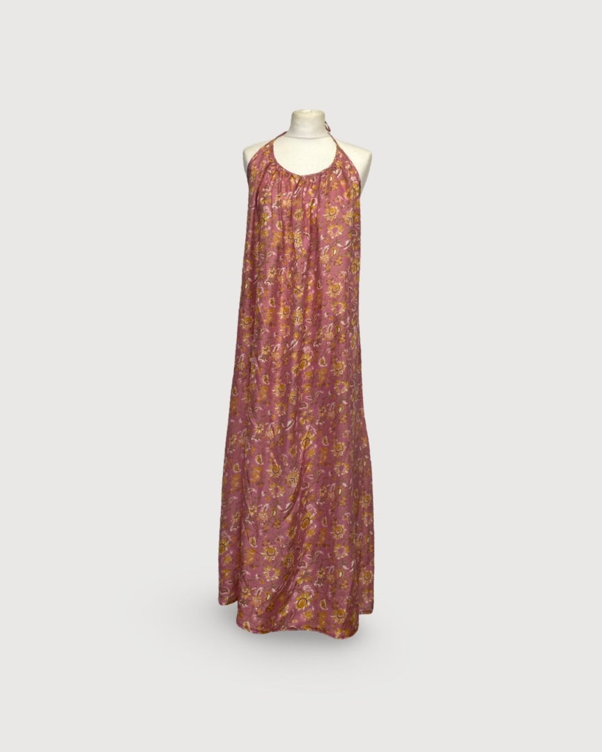 Hannah Floral Halter Dress Pink/ Yellow S