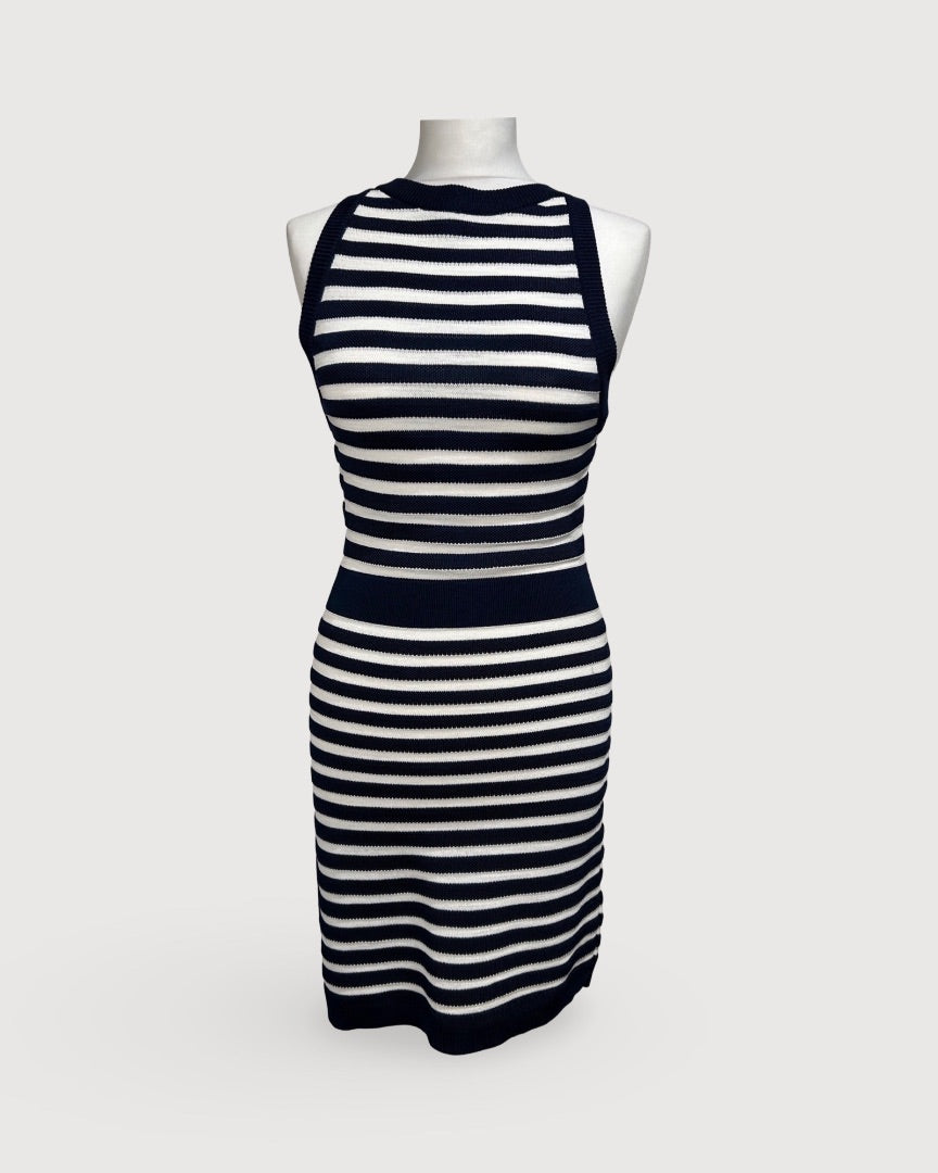 Navy/ White Balmain Stripe S/S Dress, S