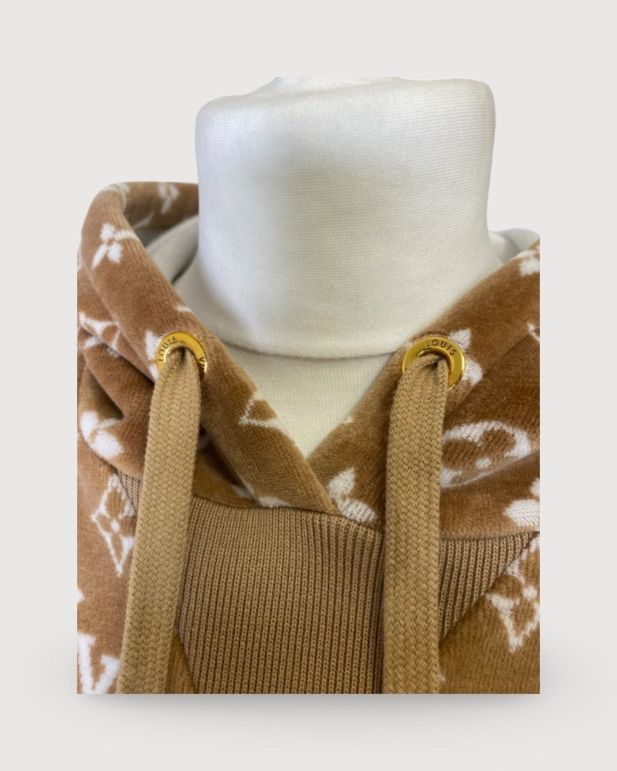 Camel/ Cream Louis Vuitton Monogram Toweling Hoodie, XS