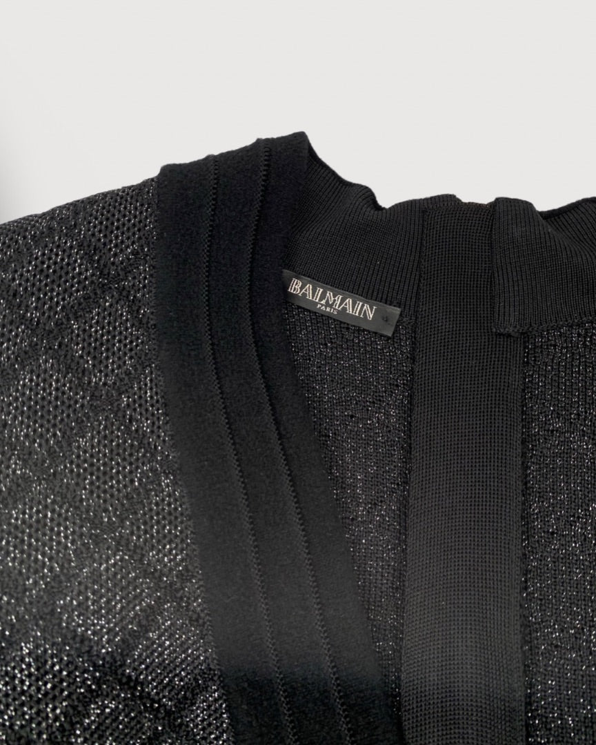 Balmain L/S Shimmer Dress Black/ Silver 10