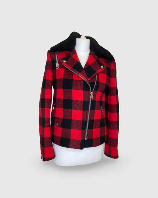 Red / Black Sandro Check Jacket, XS