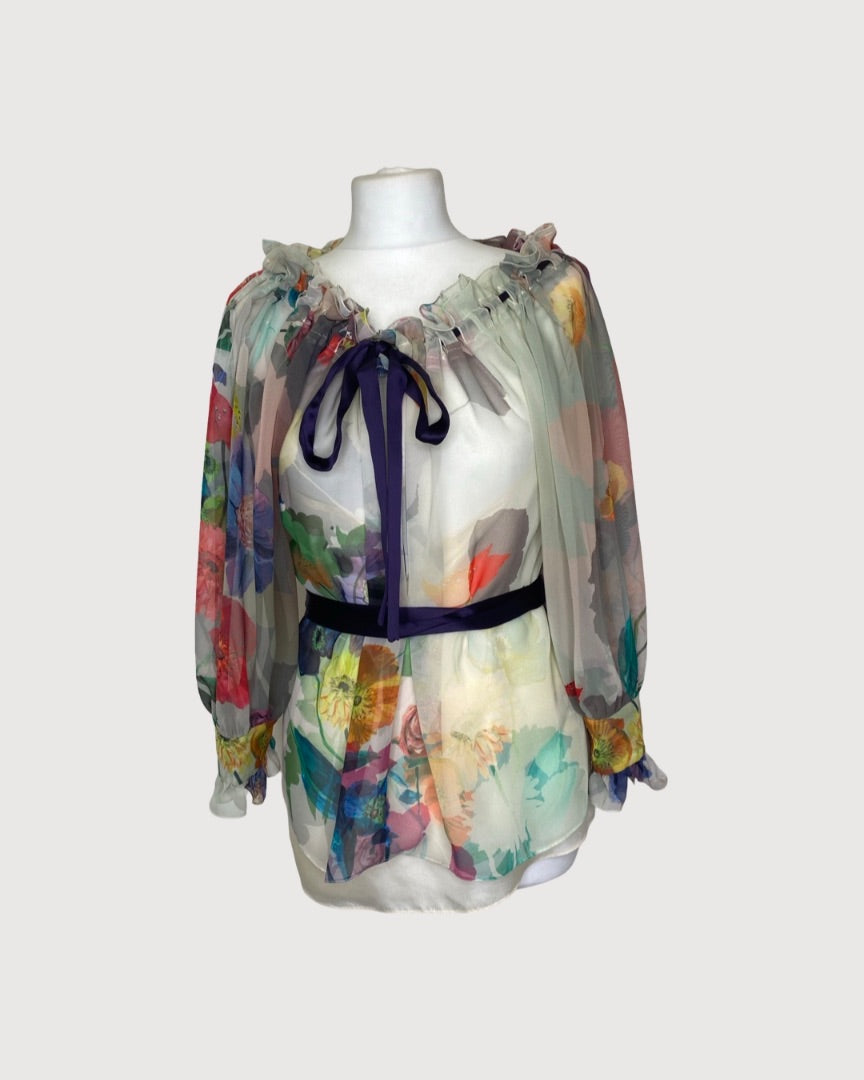 Multi Coloured Matthew Williamson Floral Blouse, 10