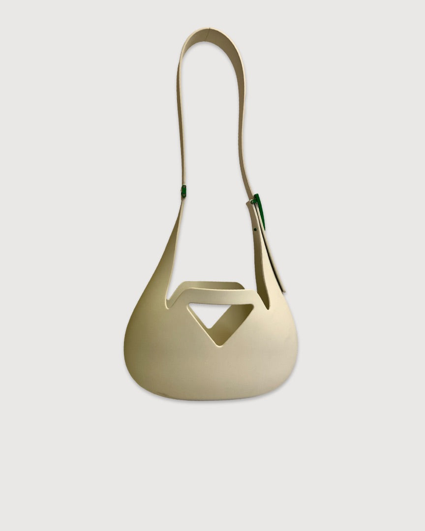 White Bottega Veneta Small Punch Rubber Shoulder Bag, 8