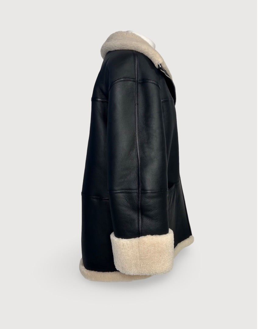 Black/ Cream Toteme Shearling Jacket, M