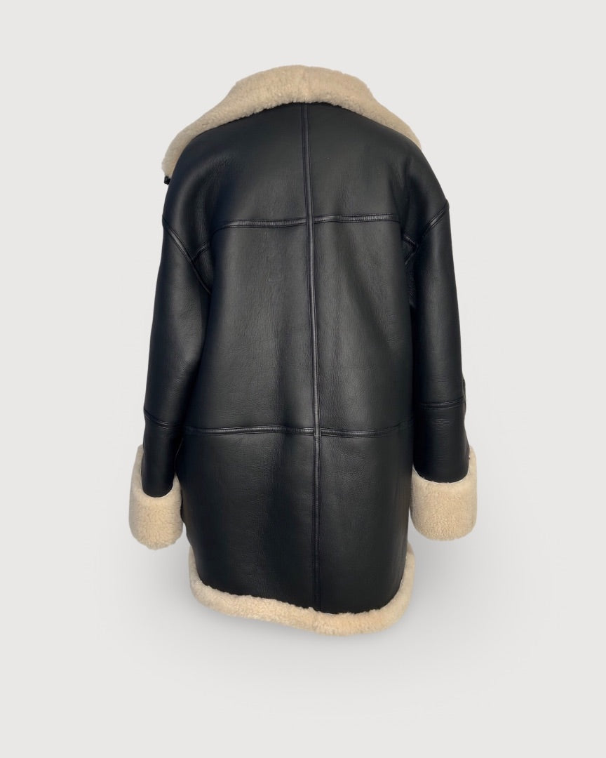 Black/ Cream Toteme Shearling Jacket, M