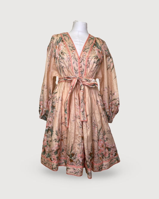 Peach/ Green Zimmerman Floral L/S Dress, S