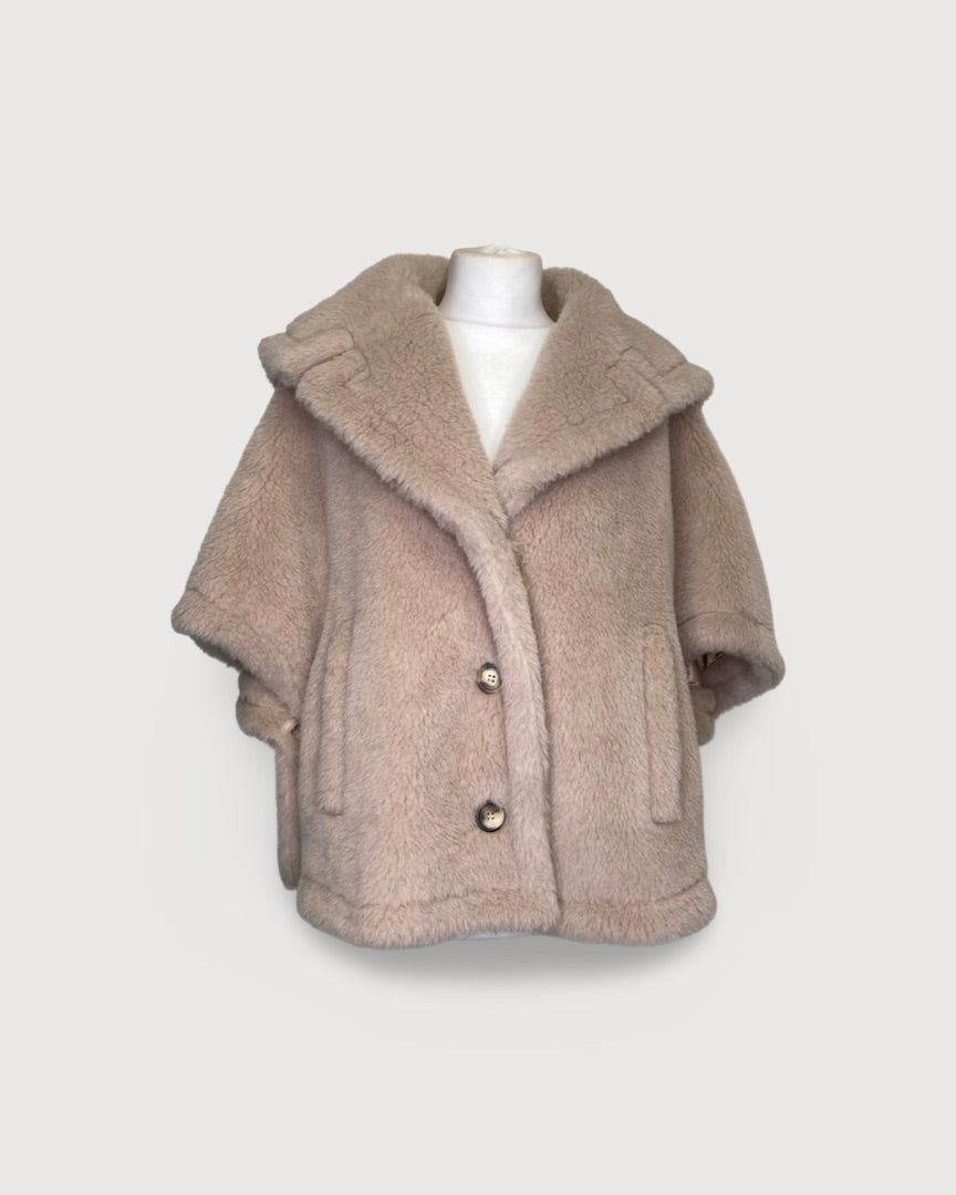 Beige Max Mara Teddy Cape Jacket, M/L