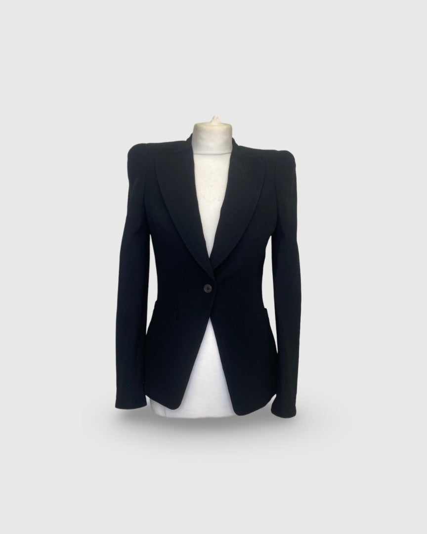 Alexander McQueen Padded Shoulder Blazer Black 10