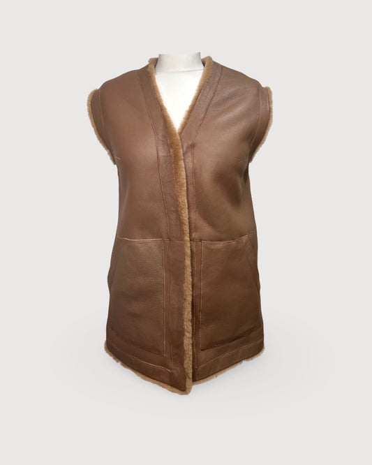 Tan sprung freres Sherling Gilet, M