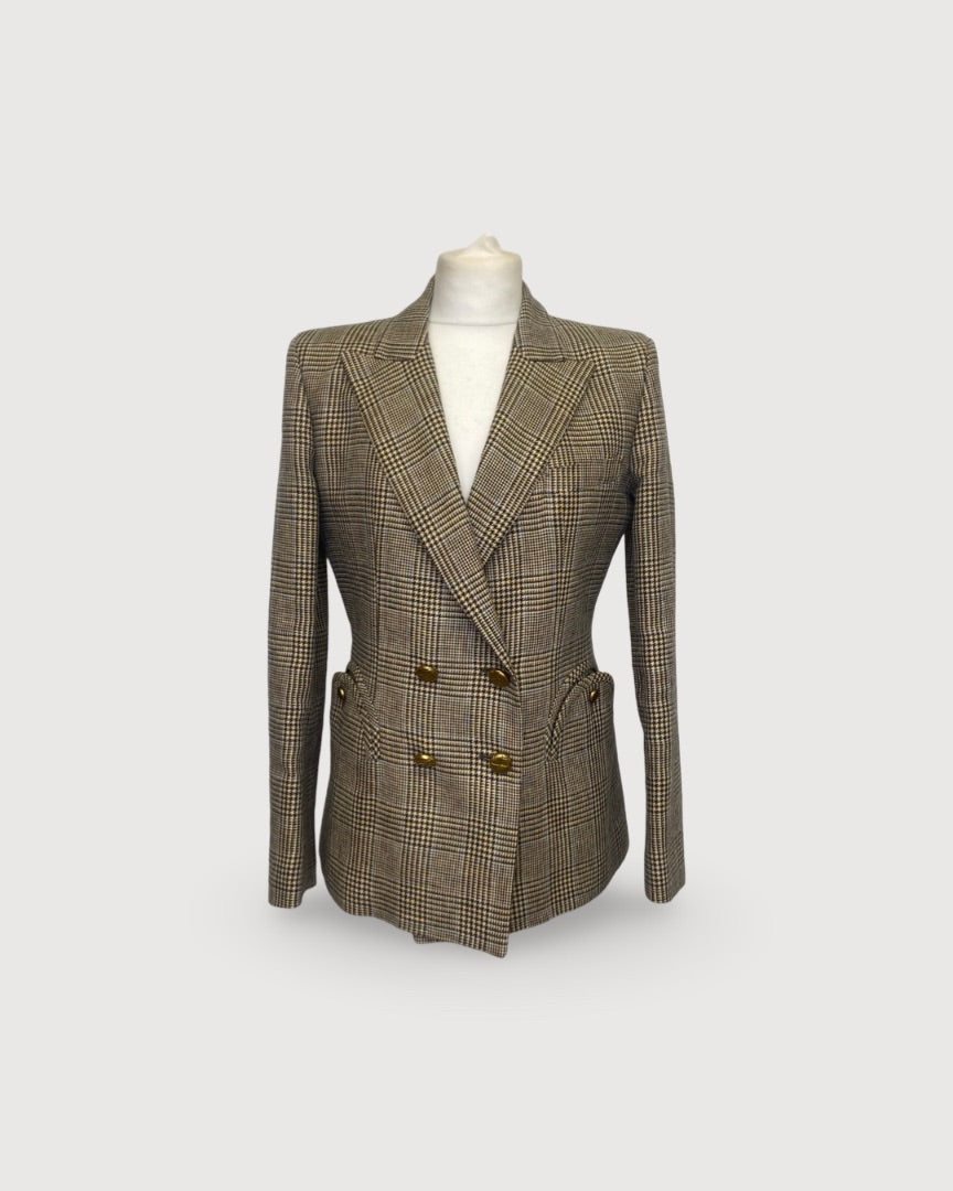 Blaze Milano Houndstooth Blazer Beige M