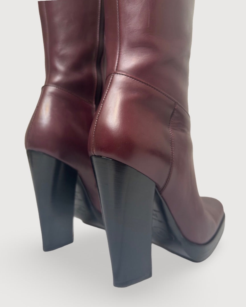 Burgundy Prada 3/4 Boots, 5