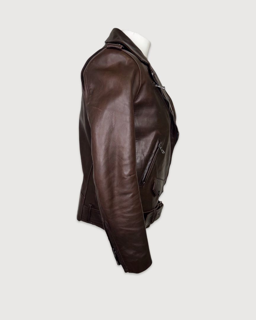 Brown Balmain Jacket leather, 38