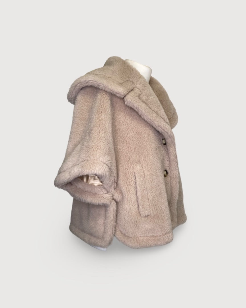 Beige Max Mara Teddy Cape Jacket, M/L