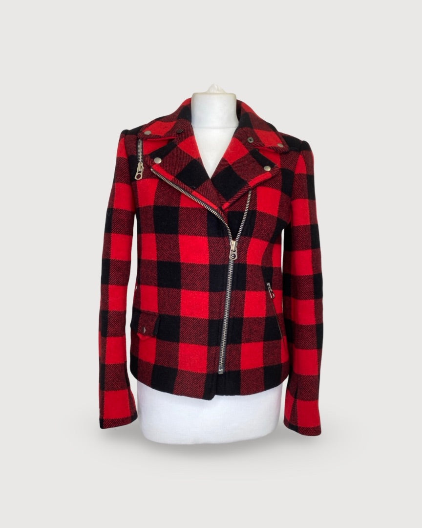 Red / Black Sandro Check Jacket, XS