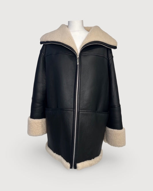 Black/ Cream Toteme Shearling Jacket, M