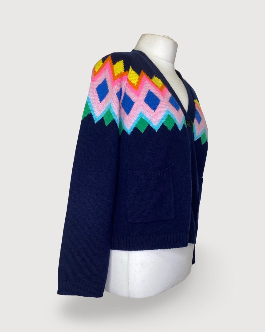 Navy/ Multi Jumper 1234 Cardigan, M