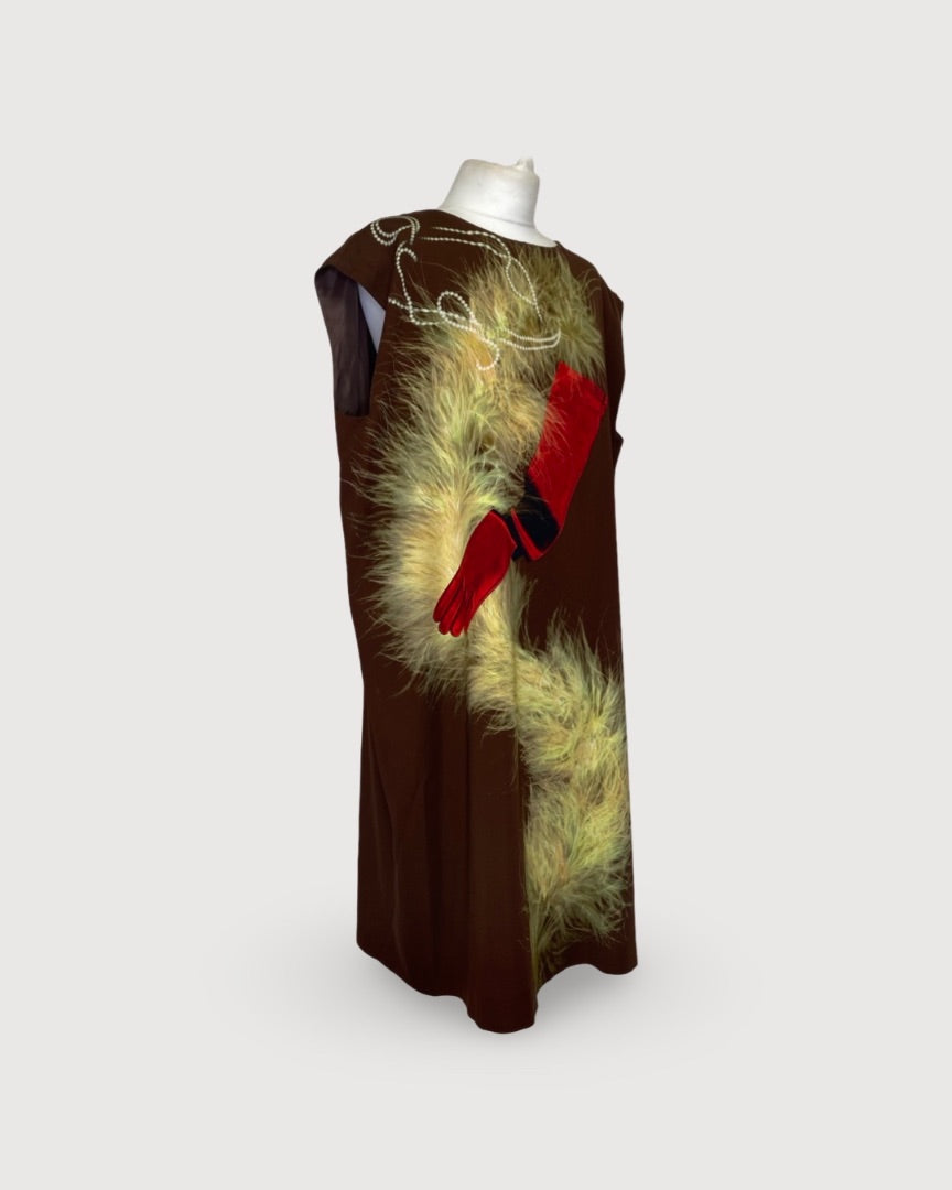 Brown / Yellow Dries Van Noten S/S Print Dress, 14