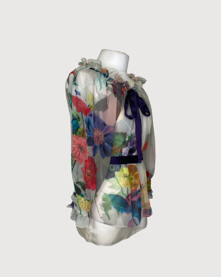 Multi Coloured Matthew Williamson Floral Blouse, 10