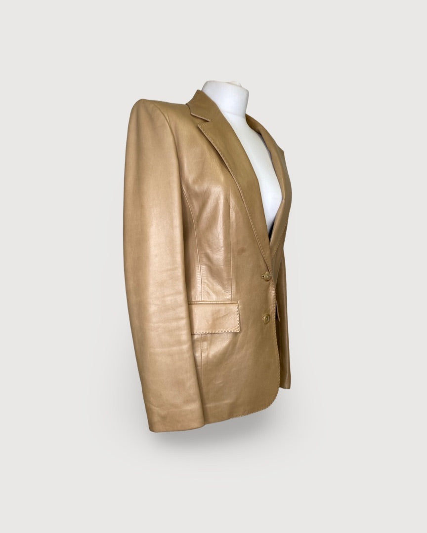 Beige Gucci Leather Jacket, 12