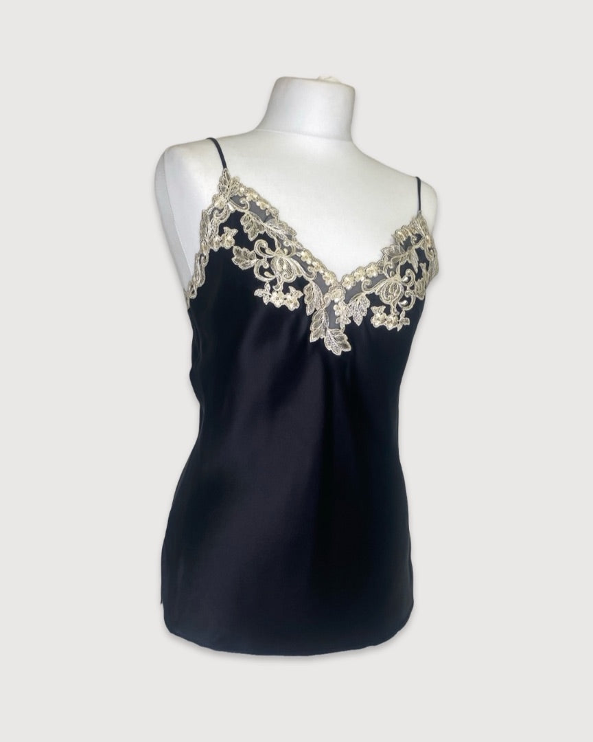 Black/ White LA PERLA Lace Trim Camisole, S