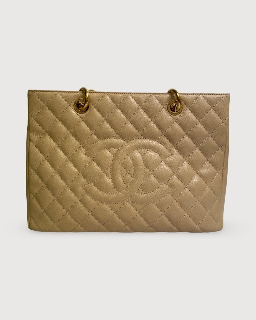 Beige Chanel Handbag, Grand Shopper Tote