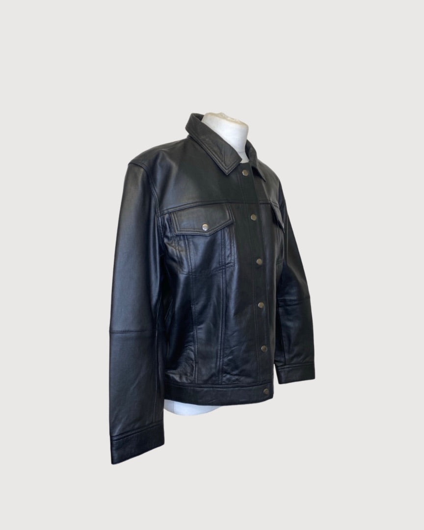 Black Urban Code Leather Jacket, 10