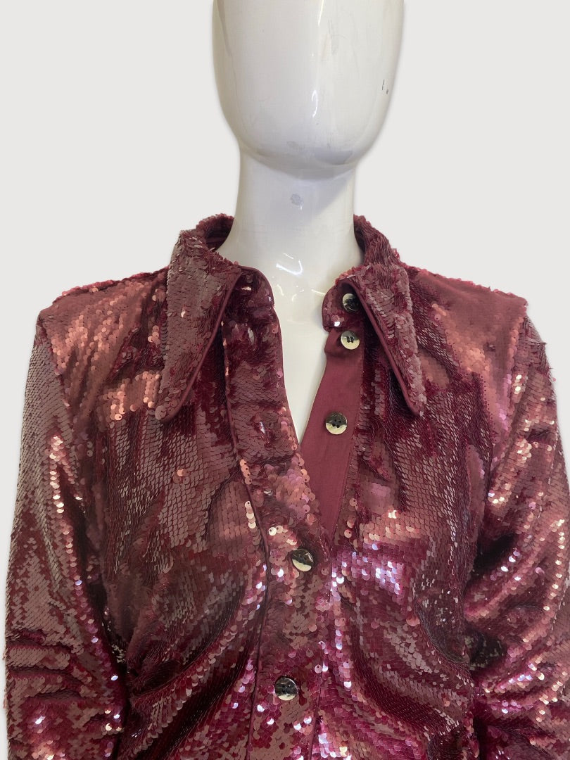 Burgundy ganni Sequin Dress, 38