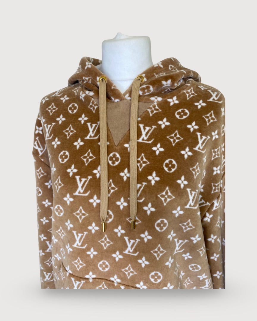 Camel/ Cream Louis Vuitton Monogram Toweling Hoodie, XS