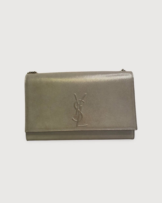 Silver Saint Laurent Flap Crossbody Bag