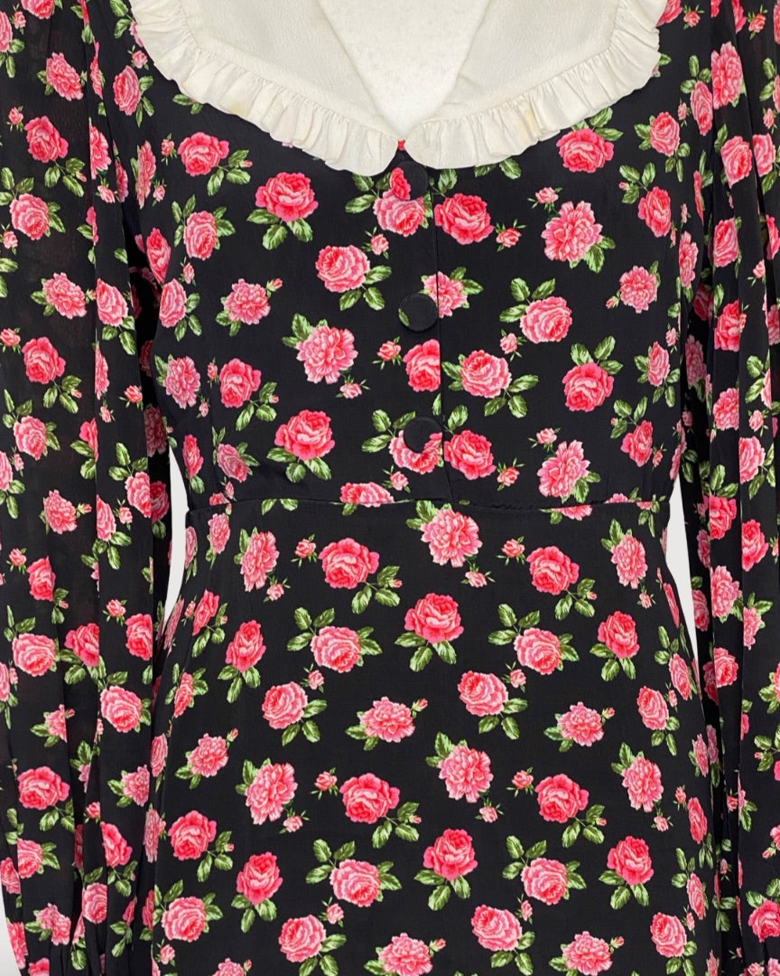 Queens of Archive Floral Mini Dress Black / Pink S