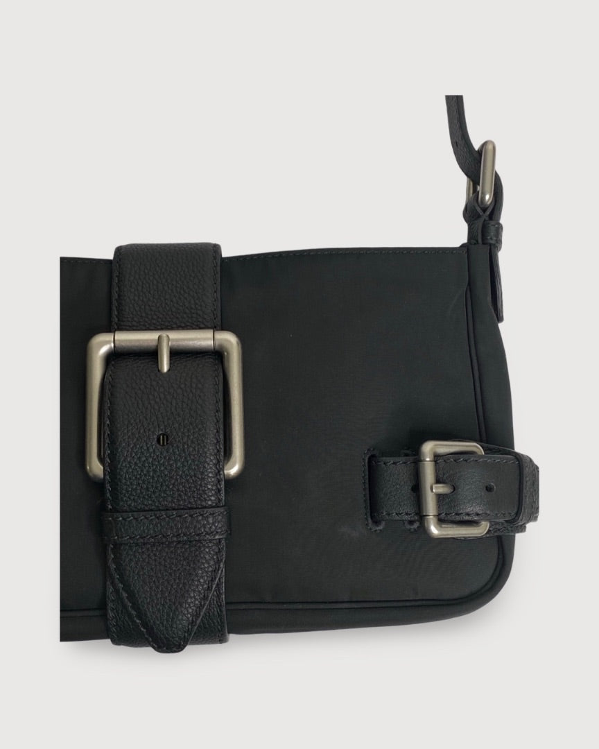 Black Bottega Veneta Nylon Leather Shoulder Bag