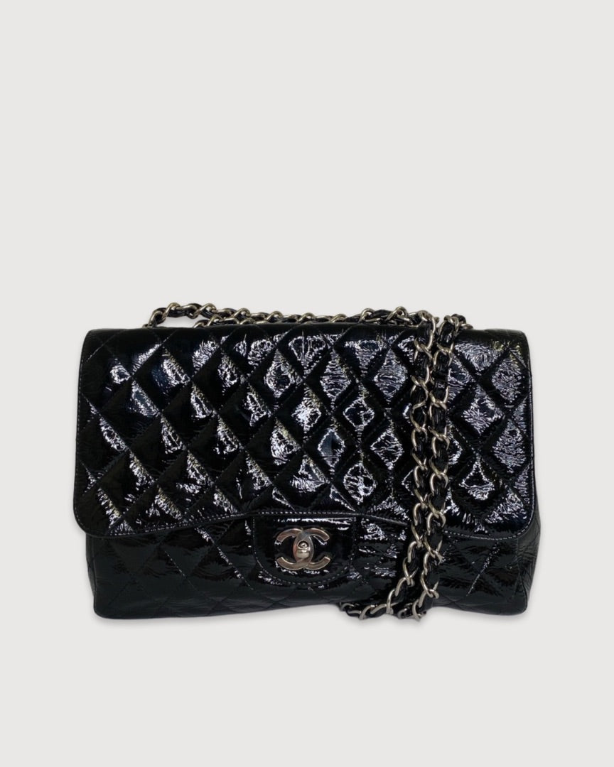 Chanel Patent Medium Classic Flap Bag Black