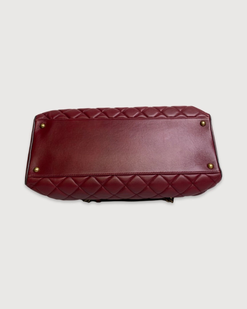 Burgundy Chanel Quilted Tote Bag