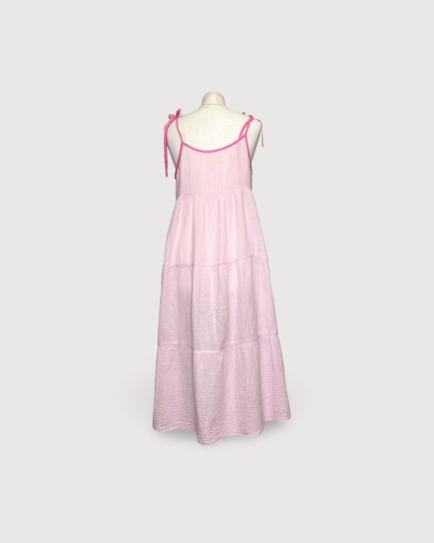 Honorine S/S Dress White/ Pink M