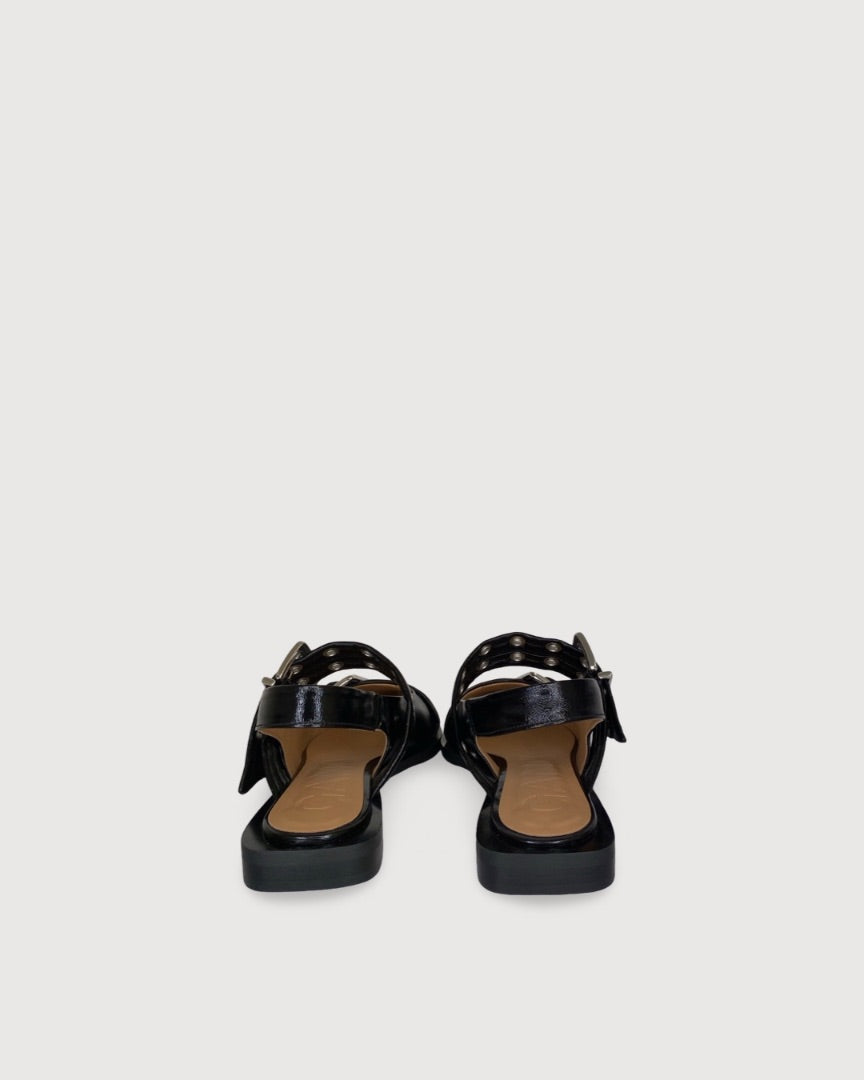 Ganni Buckle Ballerina Shoes Black 38