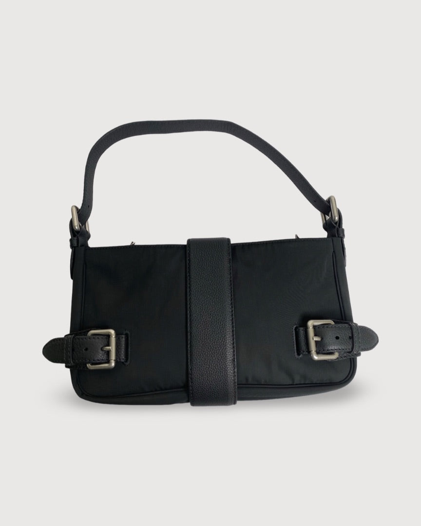 Black Bottega Veneta Nylon Leather Shoulder Bag