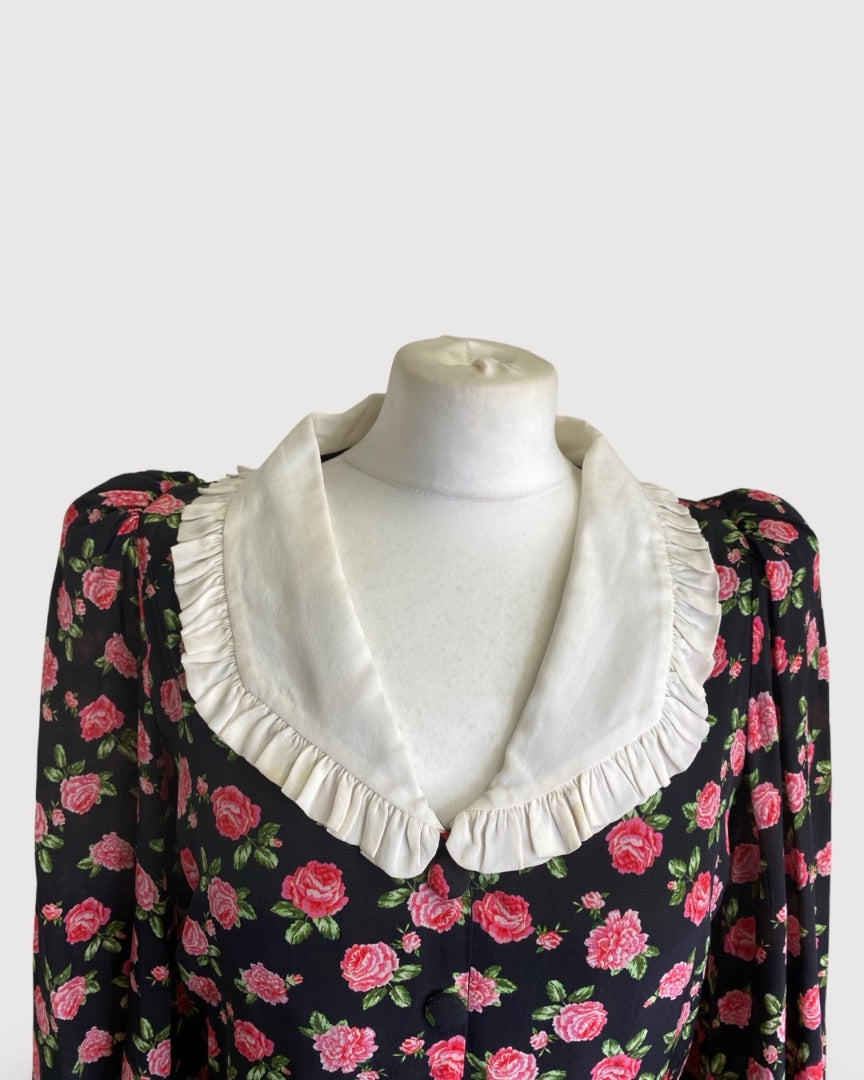 Queens of Archive Floral Mini Dress Black / Pink S