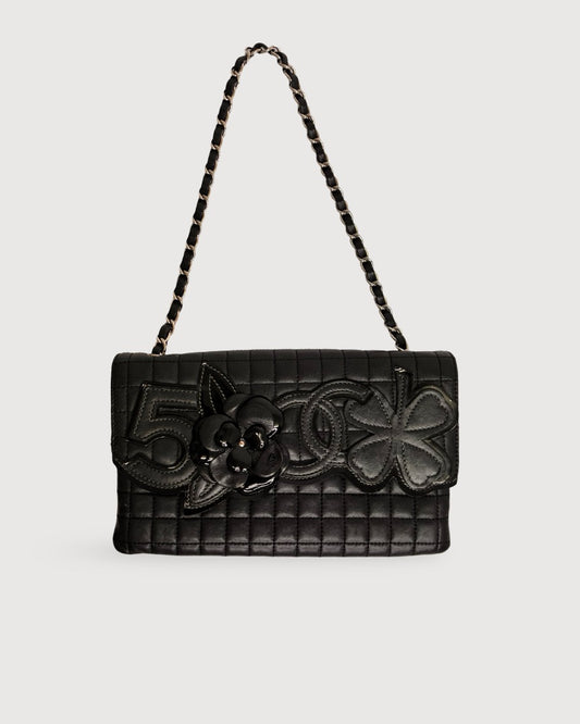 Black Chanel No. 5 Camellia Flap Bag